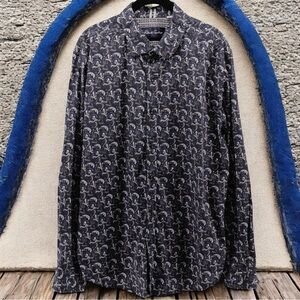 Robert Graham Black and Gray‎ Paisley Floral Patterned Button-Up Shirt Men's XXL